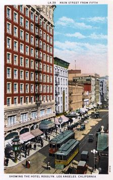 Main Street from 5th street, Los Angeles, California, USA, 1915