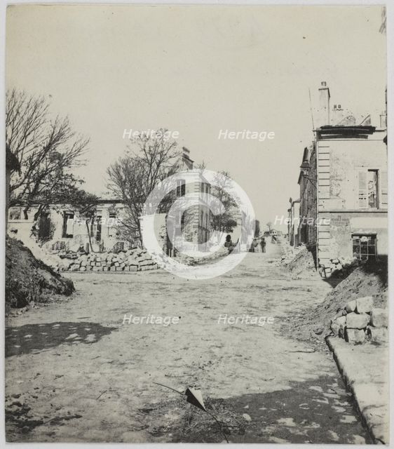 Main street of Champigny, Champigny-sur-Marne, 1871. Creator: Hippolyte Blancard.