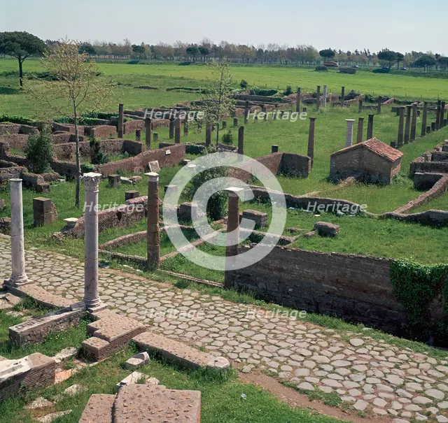 Main street of the Roman port of Ostia. Artist: Unknown
