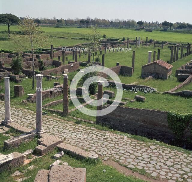 Main street of the Roman port of Ostia. Artist: Unknown
