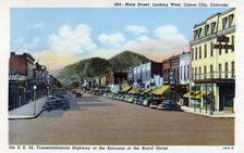 Main Street, looking west, Canon City, Colorado, USA, 1940