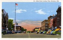 Main Street looking west, Ravenna, Ohio, USA, 1940