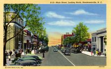 Main Street looking north, Hendersonville, North Carolina, USA, 1940