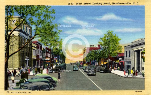 Main Street looking north, Hendersonville, North Carolina, USA, 1940. Artist: Unknown