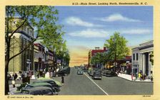 Main Street looking north, Hendersonville, North Carolina, USA, 1940
