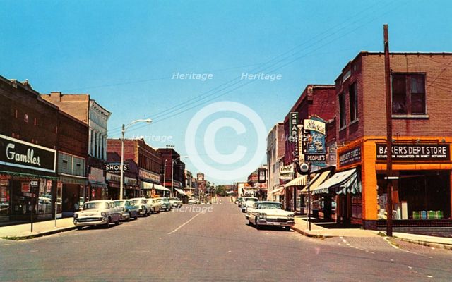 Main Street looking north in Poplar Bluff, Missouri, USA, 1959. Artist: Unknown