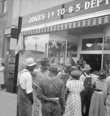 Main street, Saturday afternoon, Pittsboro, North Carolina, 1939. Creator: Dorothea Lange