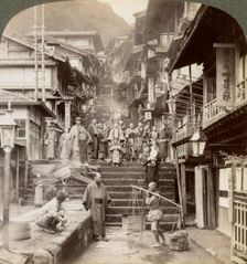 Main street up the steep side of Mount Haruna at a famous village of hot springs, Ikao, Japan, 1904.Artist: Underwood & Underwood