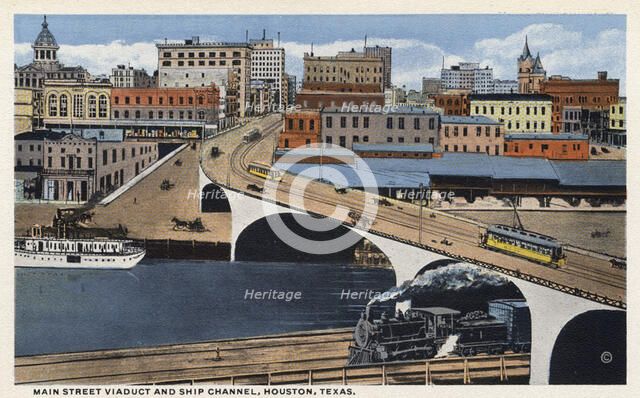 Main Street Viaduct and Ship Channel, Houston, Texas, USA, 1909. Artist: Unknown