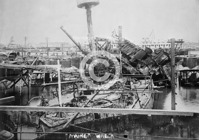 Maine wreckage, between c1910 and c1915. Creator: Bain News Service.