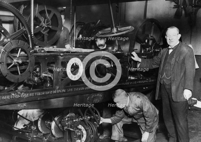 Maintenance workers with the Great Clock of Westminster, London, c1900-1919(?). Creator: Unknown.