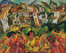 Maisons aux toits pointus (Houses with pointed roofs), c1920-1921. Creator: Soutine, Chaim (1893-1943)