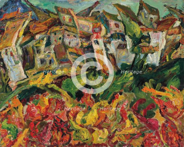 Maisons aux toits pointus (Houses with pointed roofs), c1920-1921. Creator: Soutine, Chaim (1893-1943).