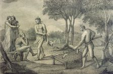 Maipuri Indians, inhabitants of the upper Orinoco, grilling members of a dead enemy, Italian engr…