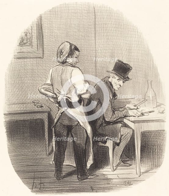 Mais, monsieur, je vous assure que c'est du vrai veau!..., 1852. Creator: Honore Daumier.