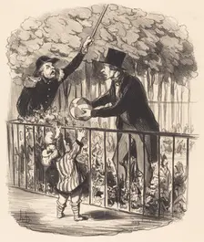 Mais puisque j'vous dis que c'est son ballon et que j'suis son papa!...., 1847. Creator: Honore Daumier