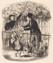 Mais puisque j'vous dis que c'est son ballon et que j'suis son papa!...., 1847. Creator: Honore Daumier