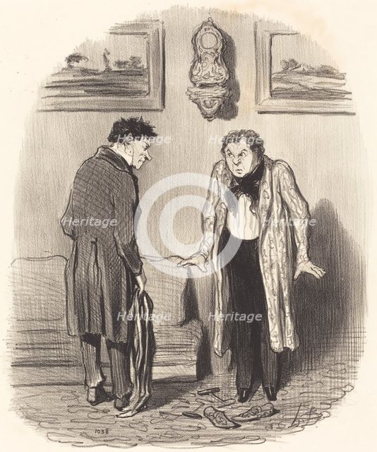 Mais quand je vous dis que je ne peux pas remuer les pieds avec ses bottes là!.., 1847.  Creator: Honore Daumier.