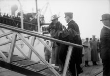 Maj. Gen. George Barnett, Commandant, U.S.M.C. with Mrs. Barnett Boarding Mayflower 1917. Creator: Harris & Ewing