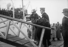 Maj. Gen. George Barnett, Commandant, U.S.M.C. with Mrs. Barnett Boarding Mayflower 1917. Creator: Harris & Ewing