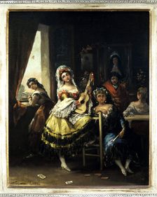 Maja with guitar oil by Eugenio Lucas