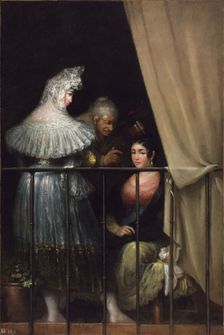 Maja and Celestina on the Balcony, c1840. Creator: Alenza y Nieto, Leonardo (1807-1845)