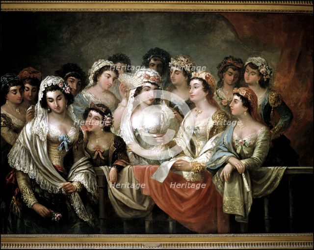 Majas on the balcony', Eugenio Lucas Oil, 1852.