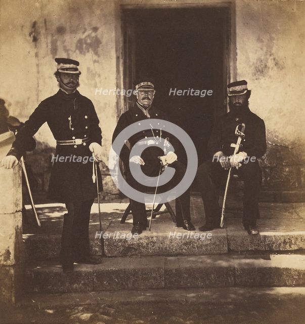 Major General Lockyer, and Two of his Staff, 1855. Creator: Roger Fenton.