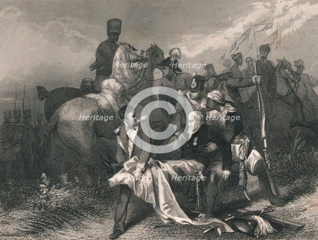 'Major General Sir. R. H. Sale...Mortally Wounded at the Battle of Moodkee...', (mid 19th century).  Creator: J Rogers.