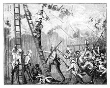Major Fraser's storming party carrying the stockade in front of Rangoon 19th century