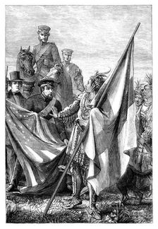 Major Sprague and the Indians, c1895