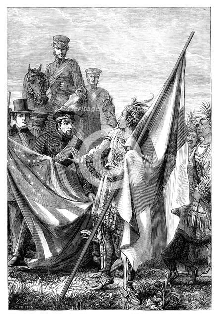 Major Sprague and the Indians, c1895. Artist: Unknown