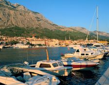 Makarska and the Biokovo mountain, Croatia. Creator: Peter Thompson
