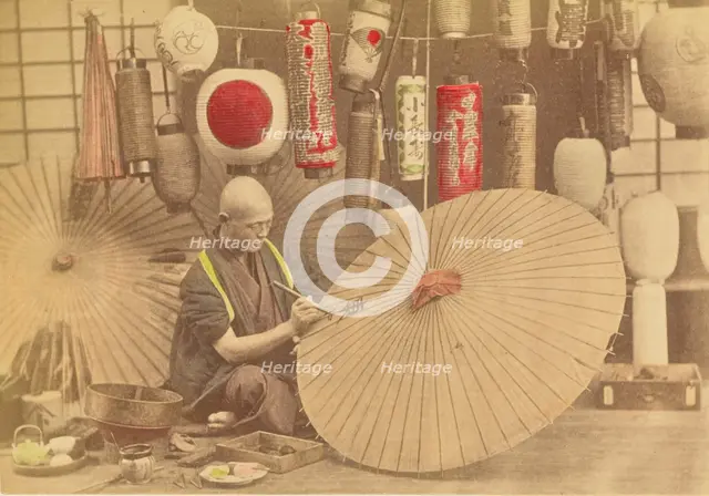 Maker of Paper Umbrellas and Lanterns, 1897. Creator: Ogawa Kazumasa.