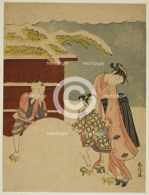 Making a Giant Snowball, c. 1767. Creator: Suzuki Harunobu.
