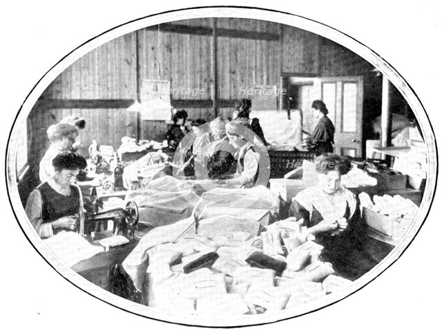 Making a great speciality: the "Selvyt" hemming and making-up room, 1909.  Creator: Unknown.