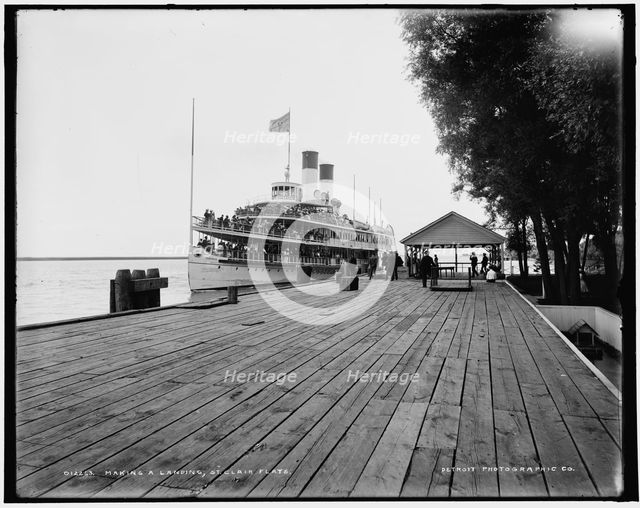 Making a landing, St. Clair Flats, Mich., between 1890 and 1901. Creator: Unknown.