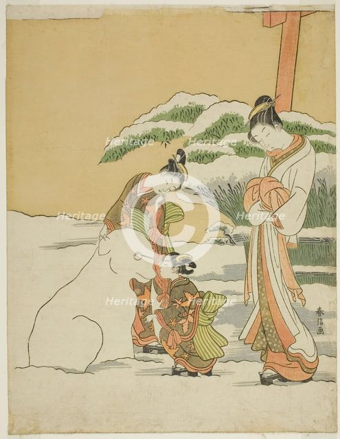 Making a Snow Dog, c. 1767/68. Creator: Suzuki Harunobu.