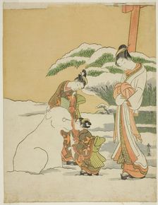 Making a Snow Dog, c. 1767/68. Creator: Suzuki Harunobu