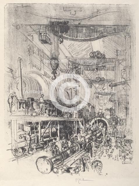 Making a Turbine Engine, 1917. Creator: Joseph Pennell.