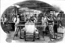 Making aids to beauty: mirror and furniture fitters and polishers, 1909. Creator: Unknown