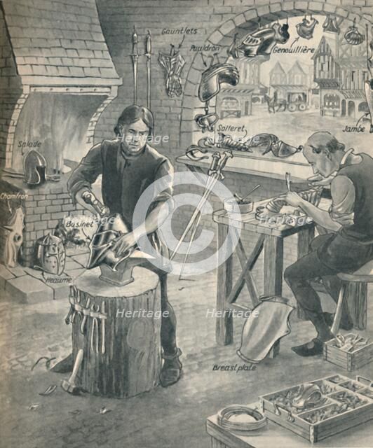 'Making Armour for the Knights of Old', c1934. Artist: Unknown.