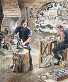 Making Armour for the Knights of Old c1934. Creator: Unknown