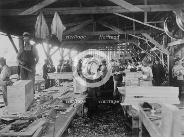 Making buoyancy boxes, between c1915 and c1920. Creator: Bain News Service.