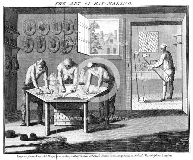 Making beaver hats, 1750. Creator: Unknown.