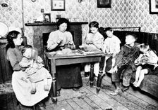 Making brushes at home, London, c1900. Creator: Unknown