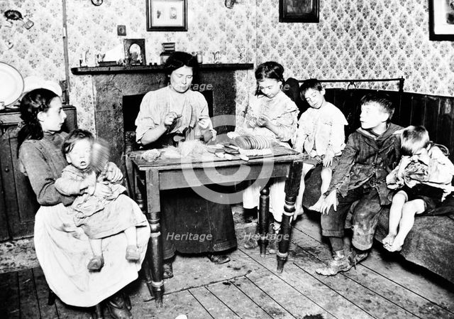 Making brushes at home, London, c1900. Artist: Unknown