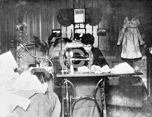 Making children's overalls and pinafores, 1906. Artist: Unknown