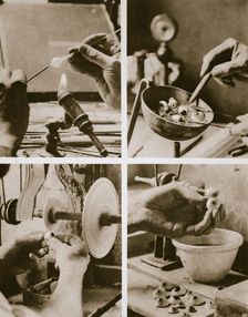 Making coloured glass eyeballs, c1914-c1918. Creator: Unknown