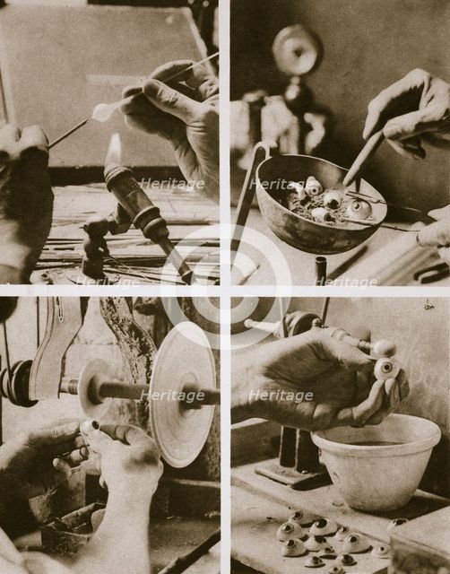 Making coloured glass eyeballs, c1914-c1918.  Creator: Unknown.